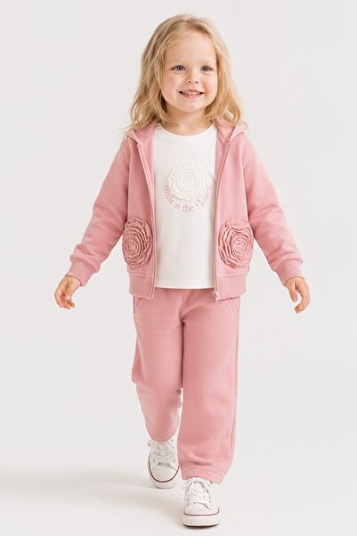 nk kids Baby Girl 1-4 Years Old Rose Detailed Soft Long Sleeve Bodysuit Ecru
