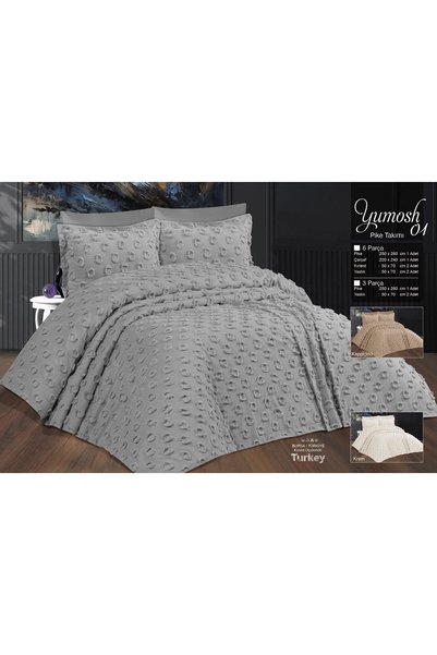 Generic Brand Double bedspread grey 6-piece bedspread set