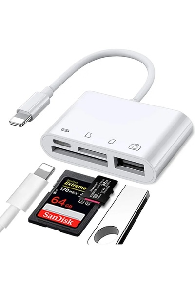 Tradebit Adaptor cititor de carduri SD microSD Lightning USB 3.0