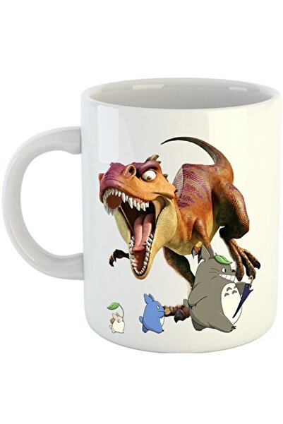 INOVATIX Cana Ice Age Totoro Dinozaur T-Rex Animație Ghibli, albă, 330 ml