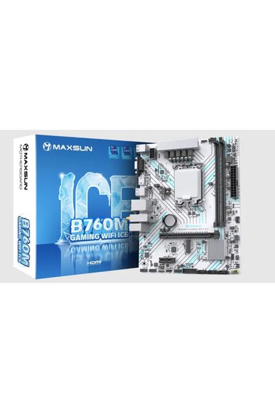 MAXSUN Gaming WIFI ICE B760-M LGA1700 DDR4 4400 Mhz M.2 HDMI mAtx Intel Anaka...