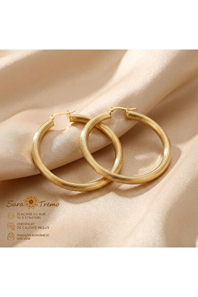 SaraTremo Brazil Golden Hoop Earrings – 4.7 cm, 18K gold plated