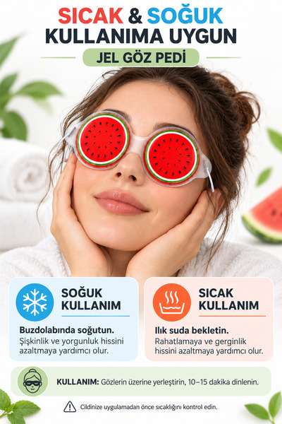 Modex Karpuz Desenli Kırmızı Şeffaf Sinüzite Kırışıklığa Sıcak Soğuk Göz Dinlendirici Rahat Uyku Göz Maske