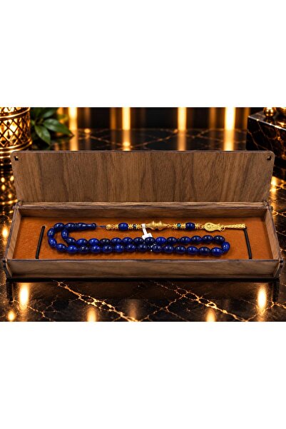 ATEŞ KEHRİBAR TESBİH AHŞAP KUTULU ÖZEL TASARIM PÜSKÜL 8X12MM