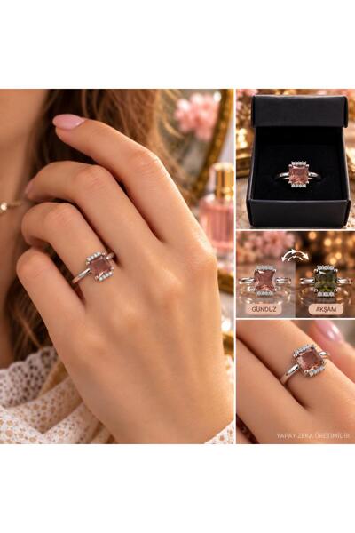 Hd Marketim Steel 316 L Ring Zultanite Color Changing Sultanite Square Cut Ad...