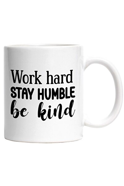 INOVATIX Cana alba personalizata,Work hard,stay humble,be kind munceste din g...