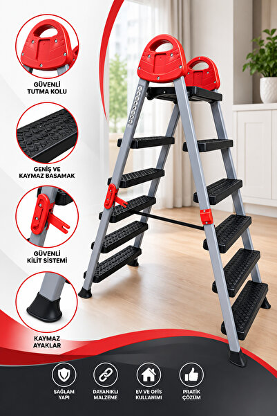 Liz GRUP 5+1 EXTRA GÜÇLÜ ÖZEL TASARIM GENİŞ PLASTİK BASAMAKLI METAL PROFİLLİ ...
