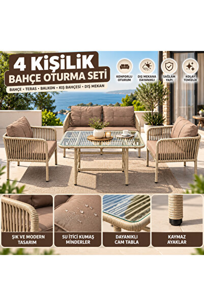 Genel Markalar 4 kişilik rattan model oturma seti