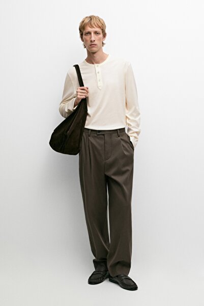 Massimo Dutti Pens detaylı wide fit pantolon