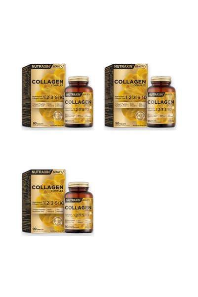 Nutraxin مجموعة بيوتي كولاجين كومبلكس 90 قرصًا، مجموعة من 3 قطع