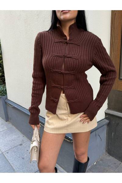 Flarsky Women's Ribbed Shepherd Button Cardigan