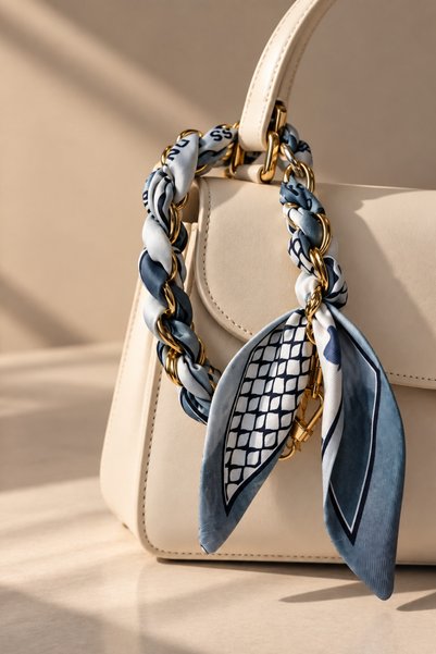 jasmina store إكسسوار حقيبة على شكل سلسلة مع وشاح منقوش