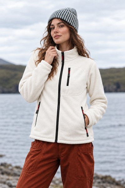 Kozik Jachetă din fleece pentru femei, cu mânecă lungă, cu fermoar, croială clasică