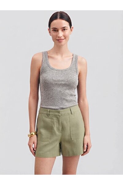 Trend Marfa Ribbed Ribbed Look Slim Fit Body-Fitting Cotton Basic Blouse Unde...