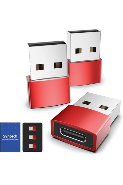 SYNTECH محول USB C أنثى إلى USB ذكر، عبوة من 3 قطع [ضروريات السفر، مصنوع من ا...