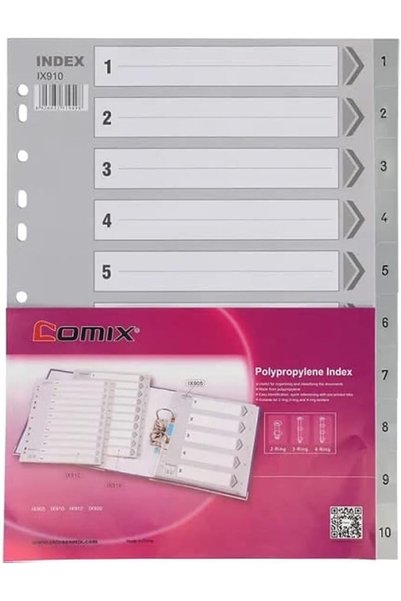 Comix IX910 Business A4 Size 10 Tabs PP Index Tab File Divider/Index Tab Divider