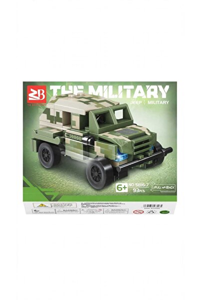 ToysVegass 8in1 Askeri Jeep 93 Parça Yapı Blok Seti Pull Back Çek Bırak Kamuflaj Araç Eğitici Oyuncak 6+ Yaş