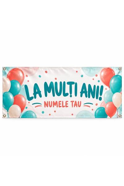 ShopPrint Banner aniversar personalizat — model cu baloane, 100x50 cm, frontl...