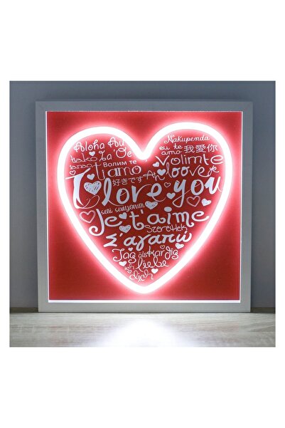 OEM Panou LED Neon Roșu 25x25cm cu Inimă și Mesaje, Decor Romantic Luminos