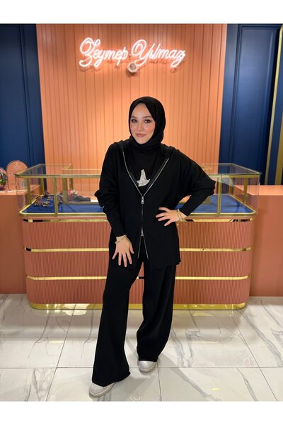 By Zeynep Yılmaz Double Zipper Knitwear Set Black