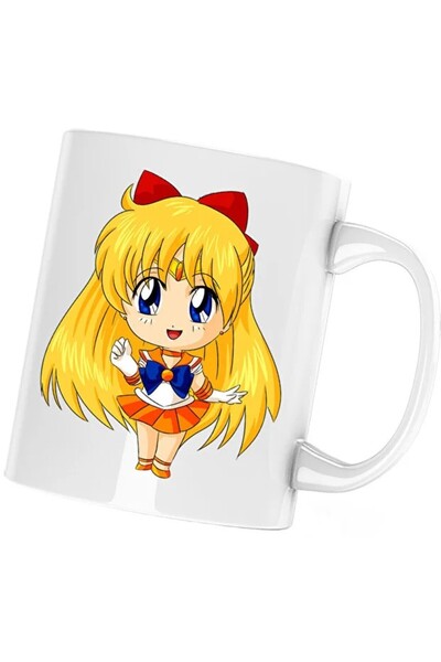 INOVATIX Cana Sailor Moon Venus Ochi Albastri Chibi, alba, 330 ml