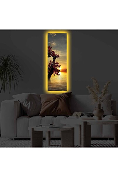Asi Home Tablou Decorativ Canvas cu Iluminare LED 30x90 cm, Rama din Lemn, Fu...