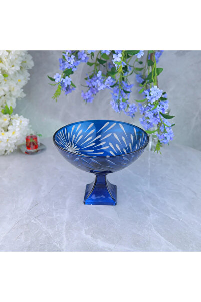 Generic Luxury Design Glass Round Serving Tray - Blue and Transparent - 30X30...