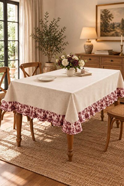 HOME ART ATELIER hand made Çift Renk Kahve Rustik Desenli Fırfırlı Masa - Sof...