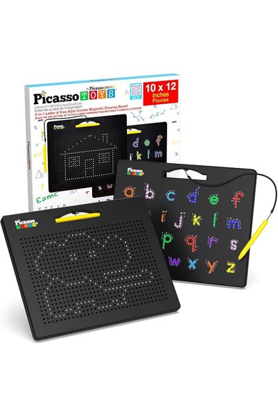 PicassoTiles لوحة رسم مغناطيسية مزدوجة الجوانب 2 في 1 من بيكاسو تايلز، للحروف...