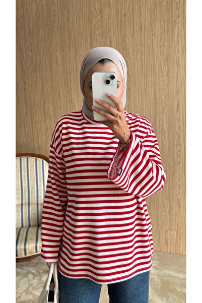 QUWİQ Kadın Çizgili Oversize Tunik