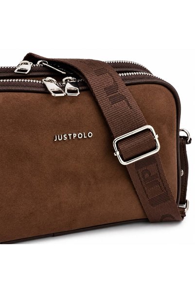 Just Polo Women's Suede 5-Compartment Shoulder and Crossbody Bag (Size 27X18 cm)