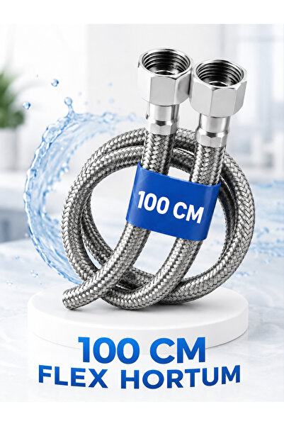 CinaMax 100cm Paslanmaz Çelik Flex Hortum 3/8'x3/8' Klozet Taharet Musluğu Ba...