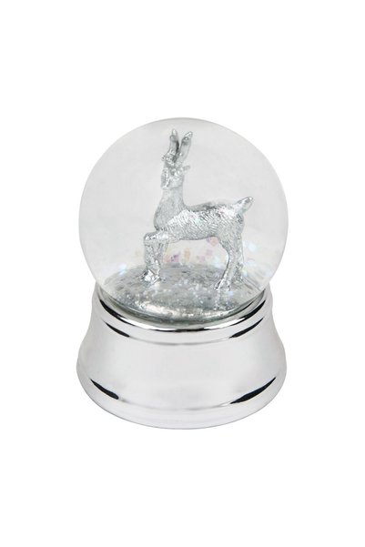 OEM Glob de Zăpadă Crăciun 8cm cu LED și Cerb Argintiu, Baterie Inclusă