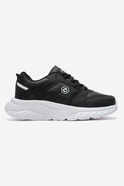 CCWAY AYAKKABI Women's Studded Lace-Up Leather Sneakers Black White