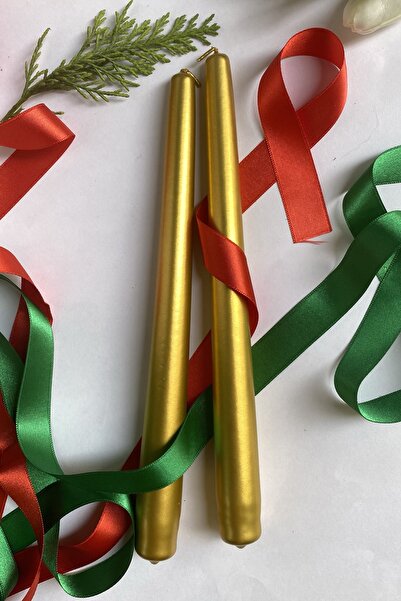 SANAT SEPET İŞLERİ Premium Yılbaşı Özel Gold Renk Sedefli Kokulu Konik Şamdan...