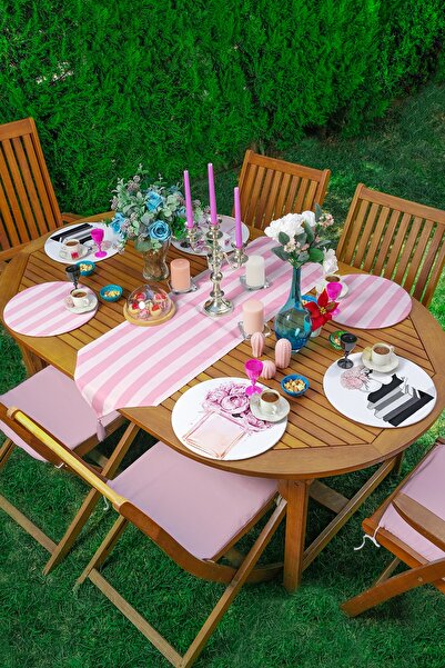 Realhomes 6+1'li Pembe Temalı Özel Tasarım Supla Runner Seti