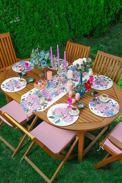 Realhomes 6+1 bucăți flori de hortensie cu design special Supla Runner Set