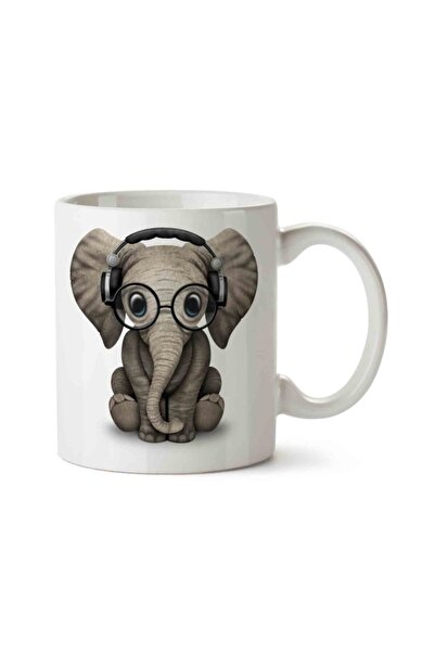 ART HEDİYE كوب مطبوع على شكل فيل 2 لسماعات الموسيقى على الجانبين