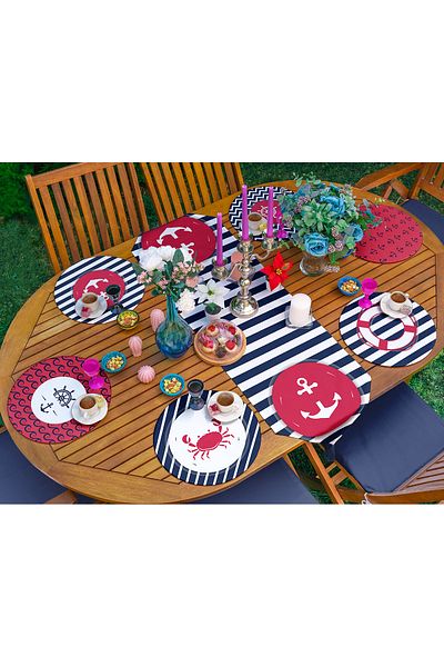 Realhomes Σετ 6+1 Flat Runner με θέμα Sailor με ειδική σχεδίαση άγκυρας
