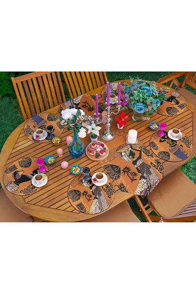 Realhomes Σετ 6+1 τεμαχίων Ethnic African Women Designed Flat Runner