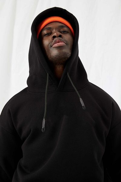 gothamvibes Men's Stay Oversize Black Hoodie Sweatshirt