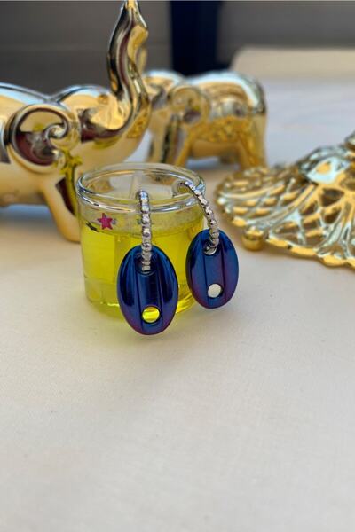 Leerybee Chrome Purple Blue Color Antiallergic Sailor Knot Earrings