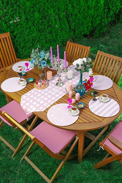 Realhomes طقم عداء زجاجي بتصميم خاص مكون من 6+1 رسم هندسي وردي