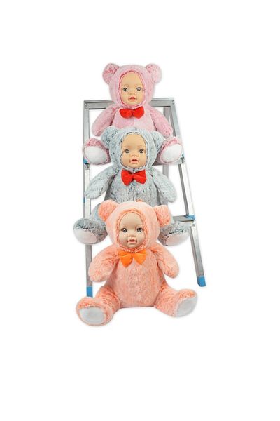 HALLEY Toy Gray Rabbit with Real Baby Face