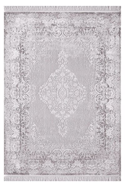 Royal Halı Royal Roma Dıkdortgen Xr05a Gri Bej Göbek Desenli Klasik Salon Halısı Akrilik Halı