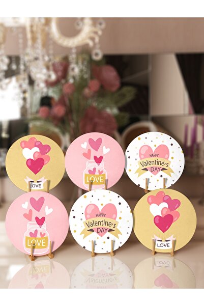 Realhomes 6'lı Sevgililer Günü Özel Tasarım Aşk Temalı Servis Altlığı & Supla
