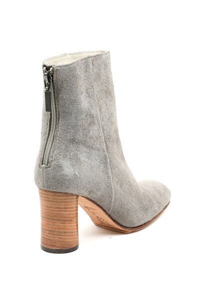 CANES AYAKKABI Kadın Gri Süet Fermuarlı Küt Burun/silindir Topuk Bot