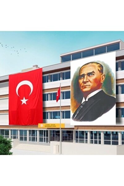 Özgüvenal Atatürk Posteri Ve Türk Bayrağı Raşel Kumaş 150x225 Cm -6