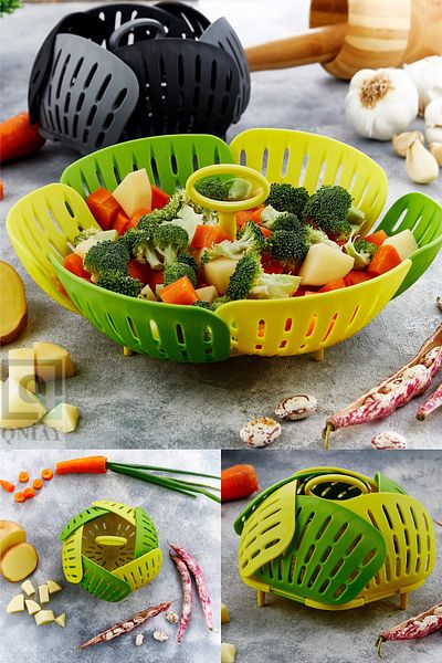 QNİAY New Luxury Practical Steaming Delicious Vegetable Fruit Boiling Cooking Basket Foldable Boiler Apparatus