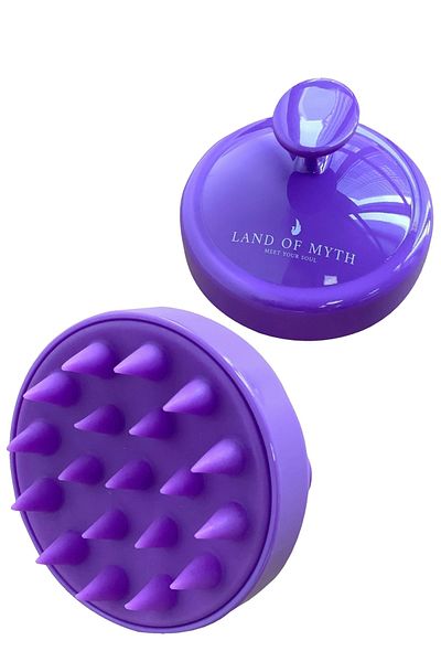 LAND OF MYTH Lom1036 Soft Silicone Threaded Scalp Massage Shampoo Shower Brush Adults Children Pets - Purple